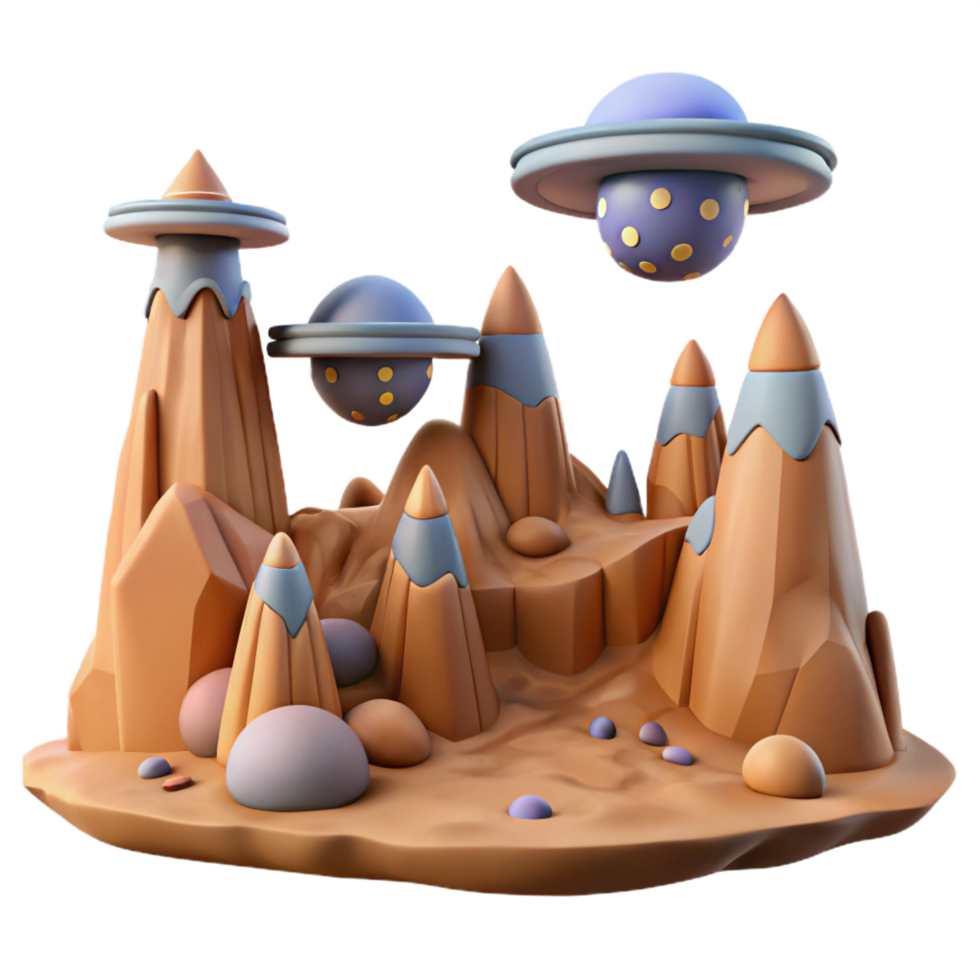Cartoon 3D Alien Landscape png