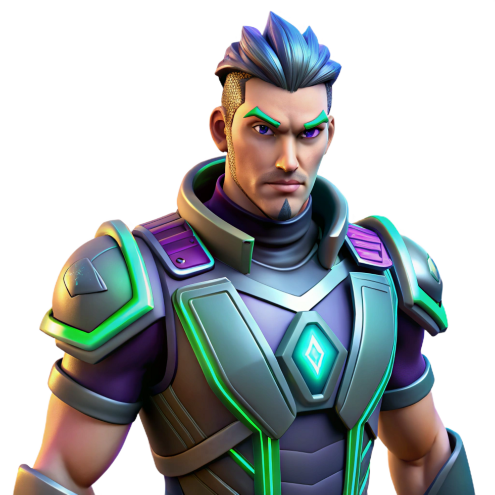 Futuristic 3D Male Character Render png