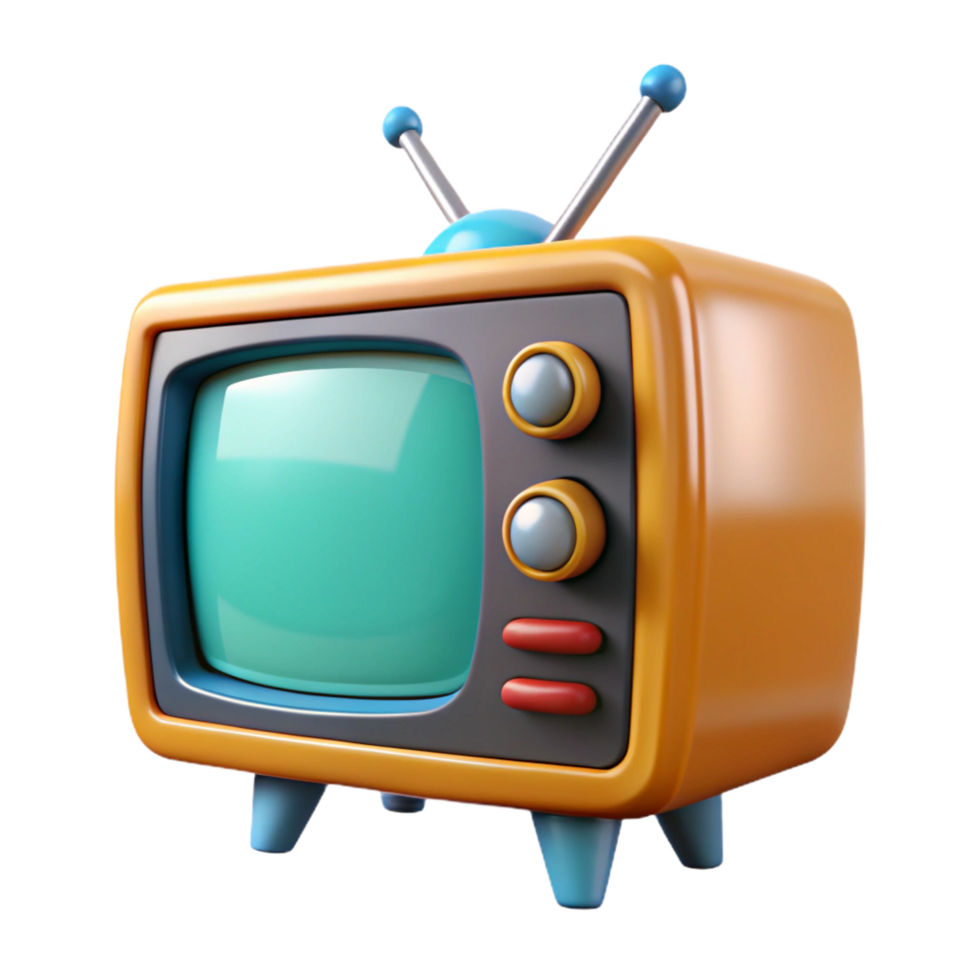 Retro TV 3D Render Cartoon png