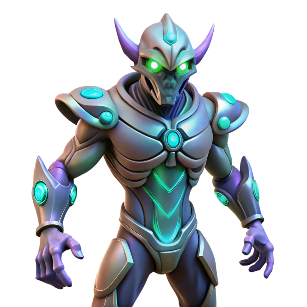 3D Render of Futuristic Armored Alien png