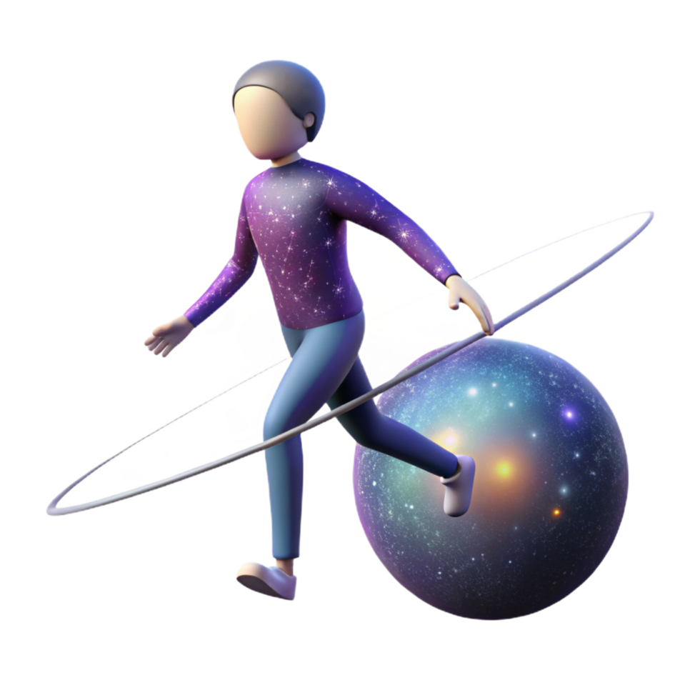 3D Illustration Cosmic Tightrope Walker png