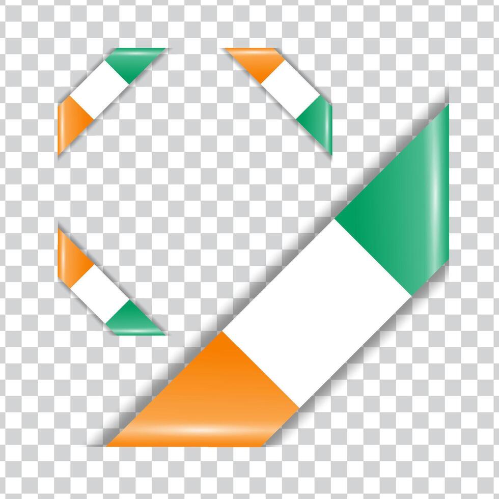 Ivory Coast corner national flags with shadows vector