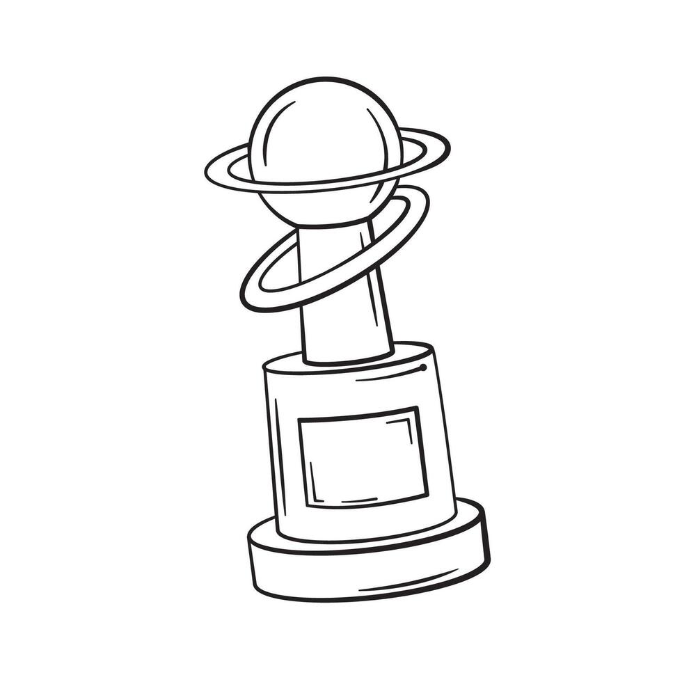 Monochrome Sketch of a Trophy with an Orbital Design on a Pedestal vector