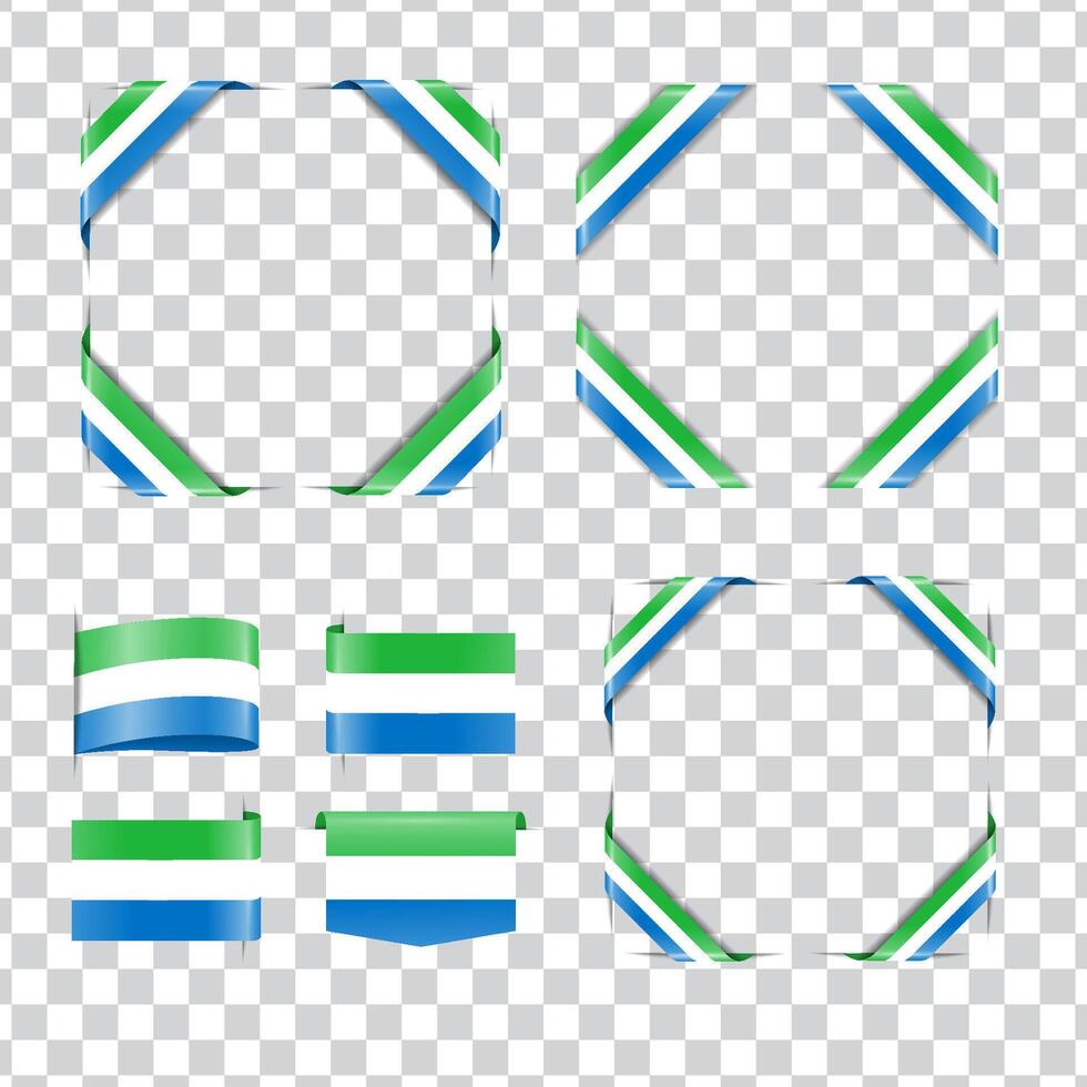 Sierra Leone corner national flags with shadow vector