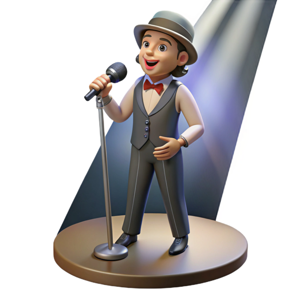 3D Singer Illustration Stage Performance png
