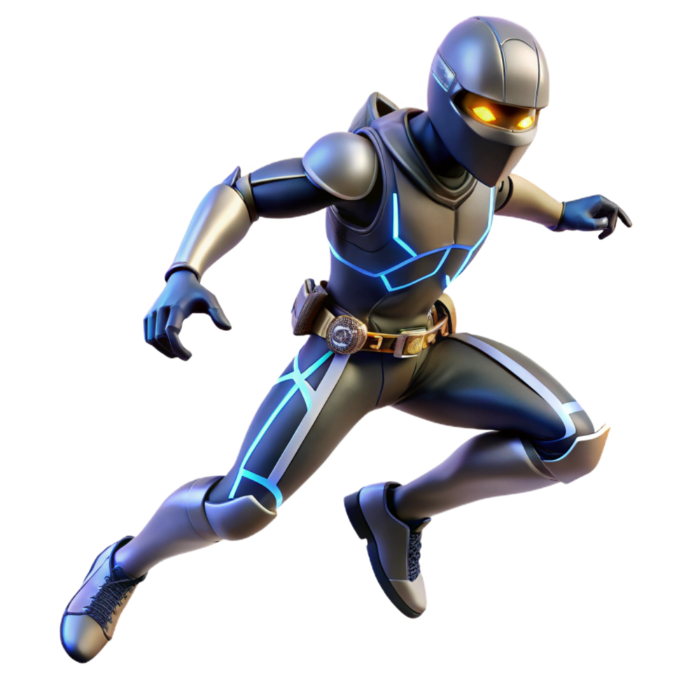 Futuristic Superhero 3D Render png