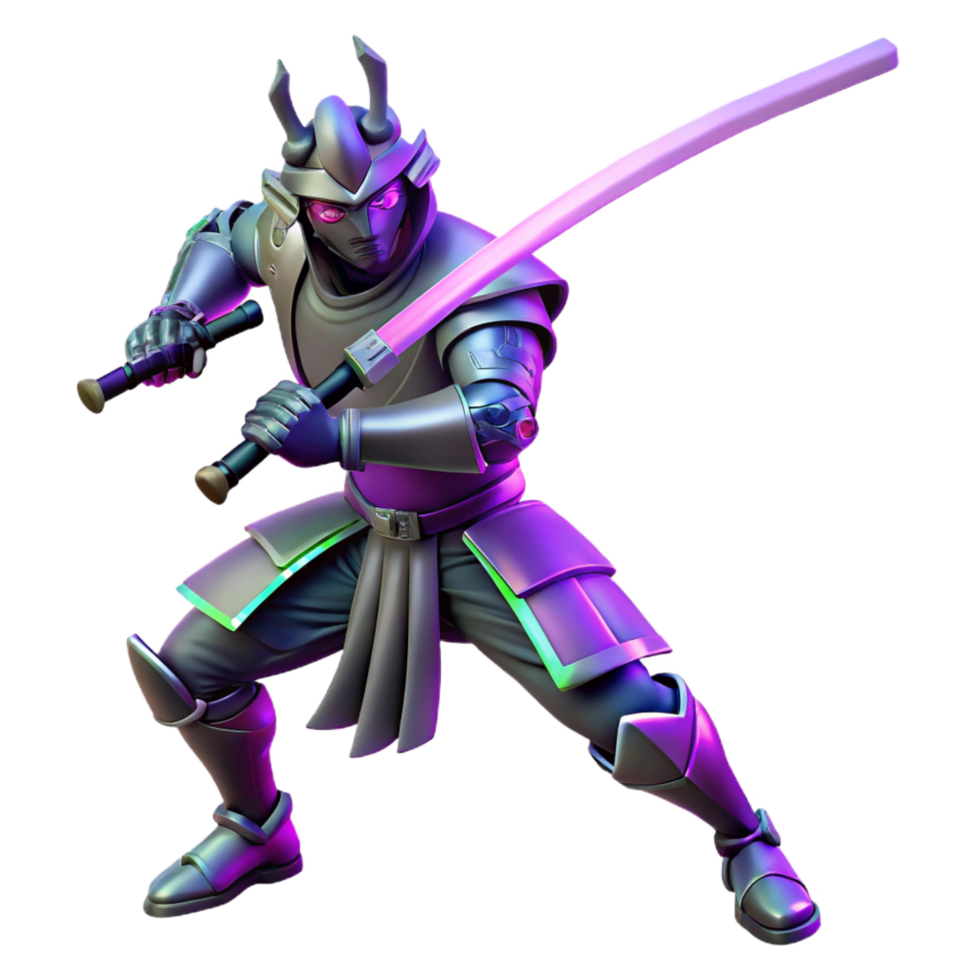 Cyber Samurai 3D Render png