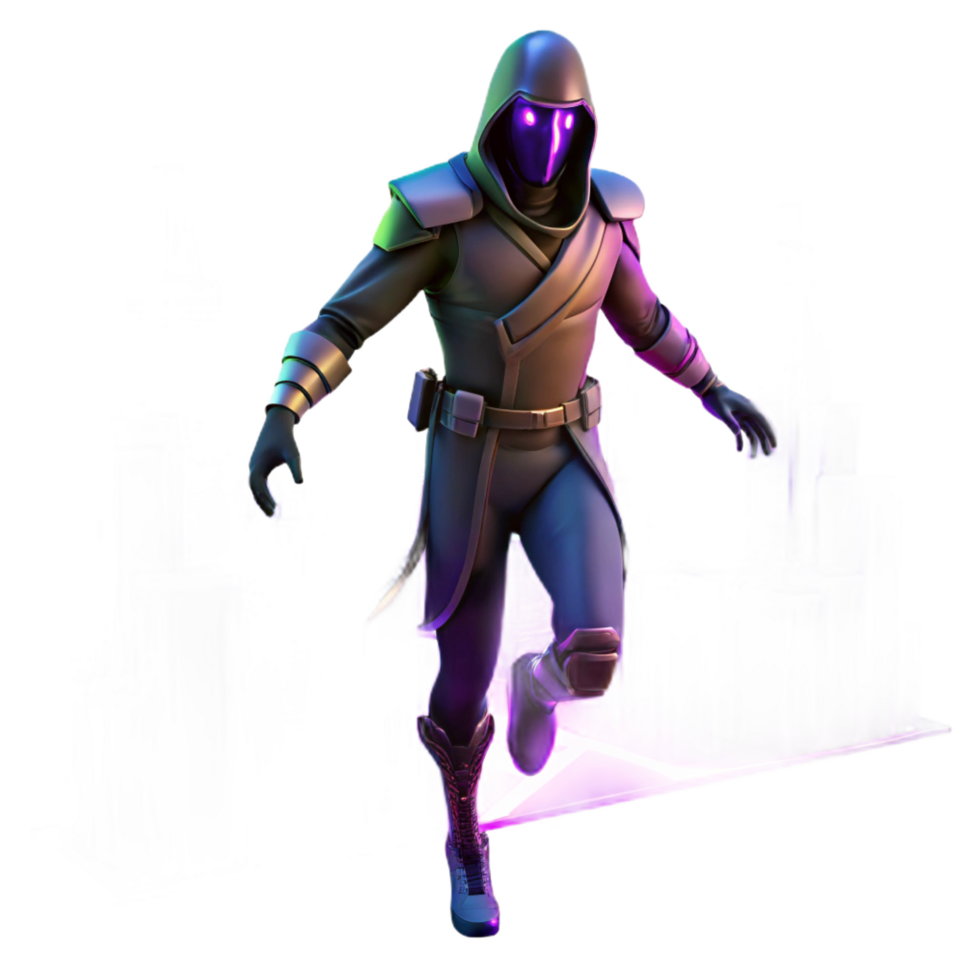 3D Render Hooded Figure in Action png