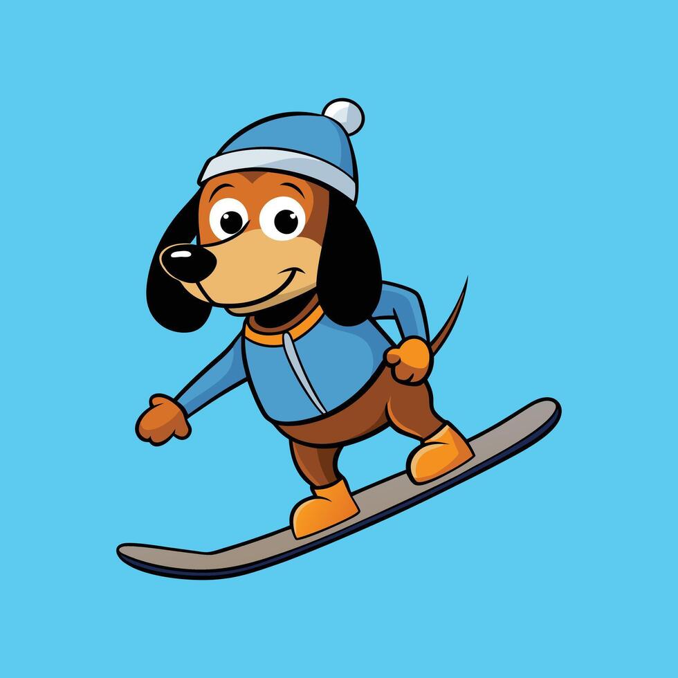 Doxie Riding the Snowy Slopes vector