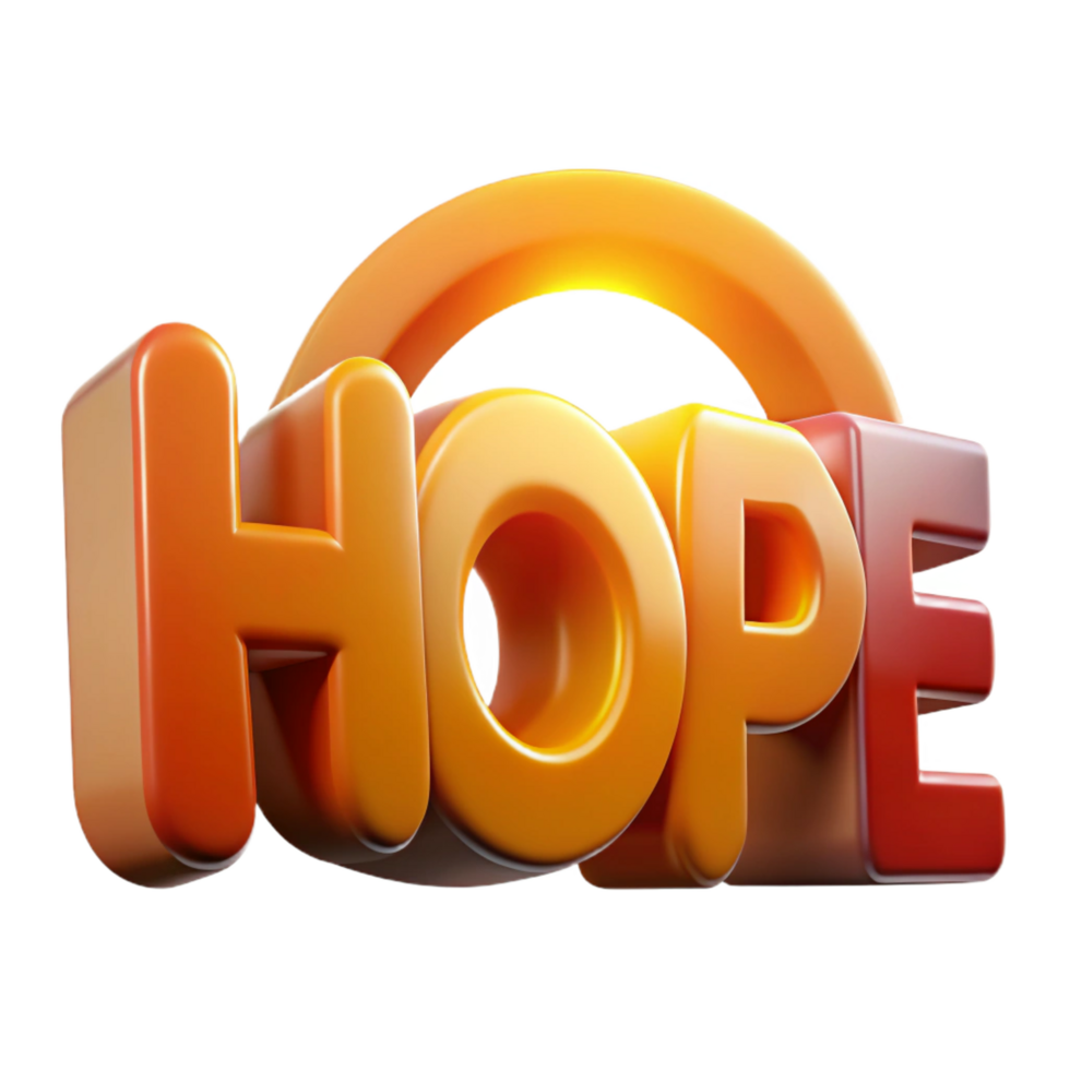3D Render Hope Word Art png