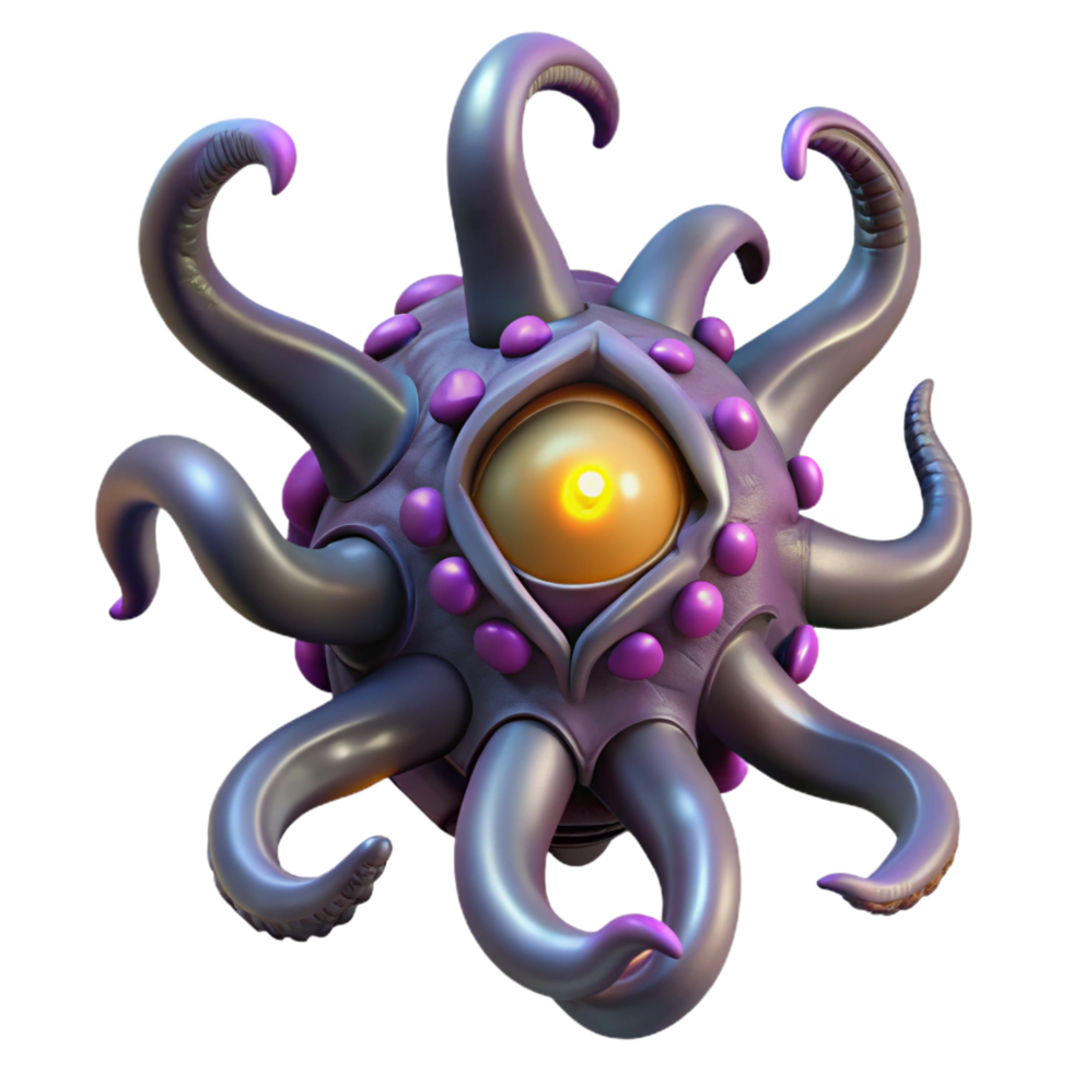 3D Render of a Purple and Gold Creature png