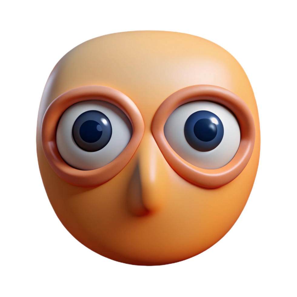 3D Render Wide Eyed Emoticon png