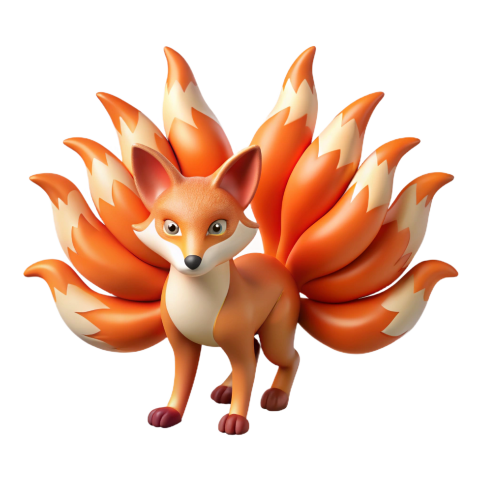 Nine Tailed Fox 3D Render png