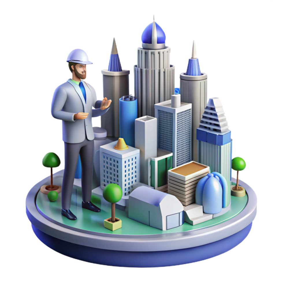 3D Cityscape Illustration Architect Presentation png