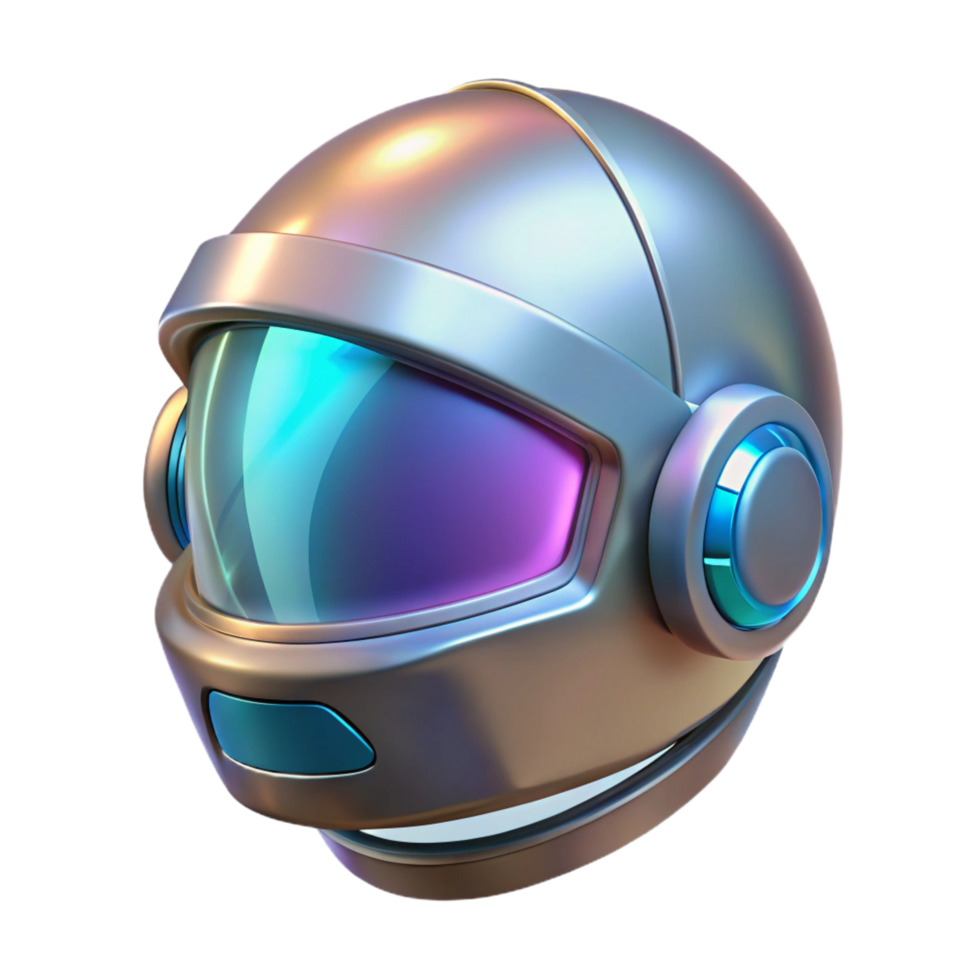 Chrome Robot Helmet 3D Render png