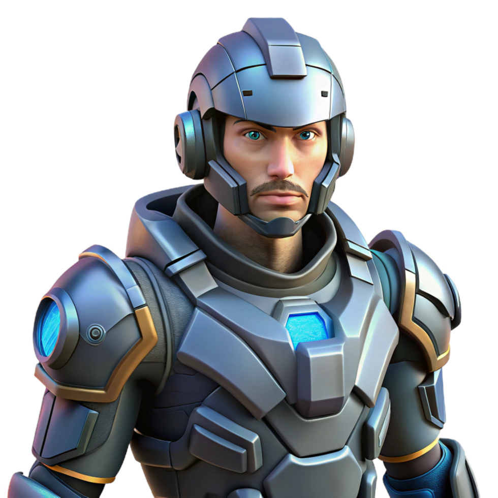 Futuristic 3D Render of a Cyborg Soldier png