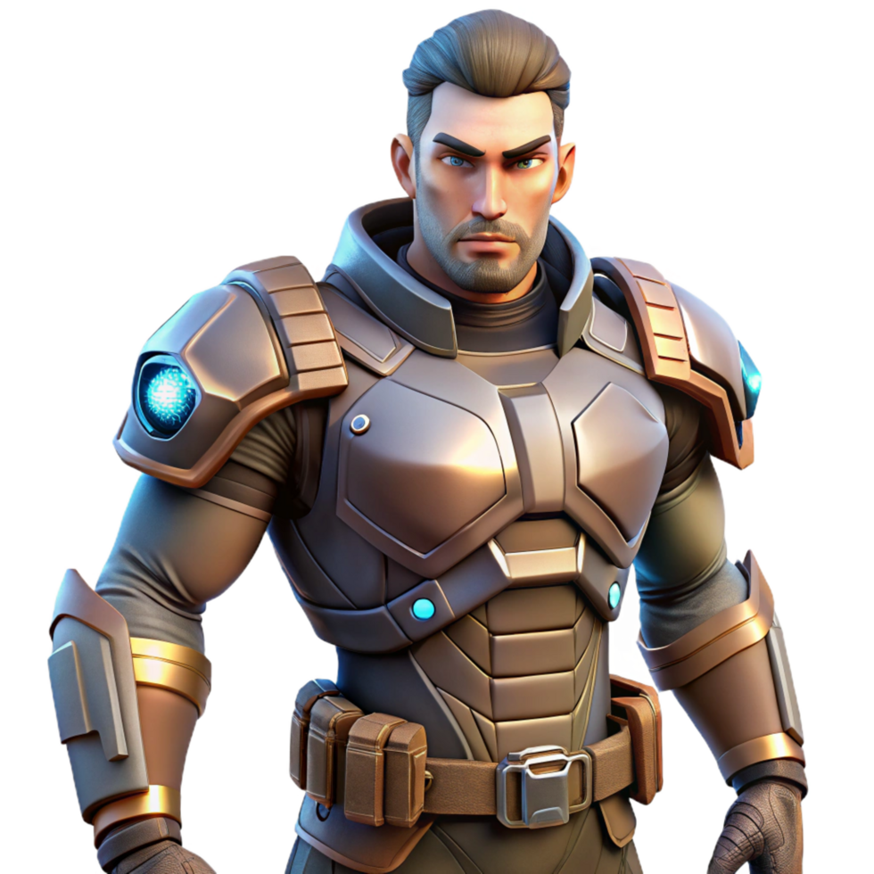 3D Render Futuristic Soldier in Armor png