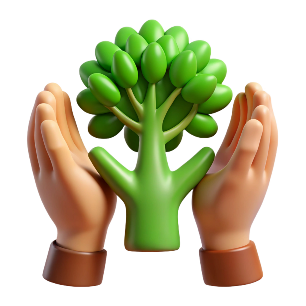 3D Illustration Green Sapling in Hands png