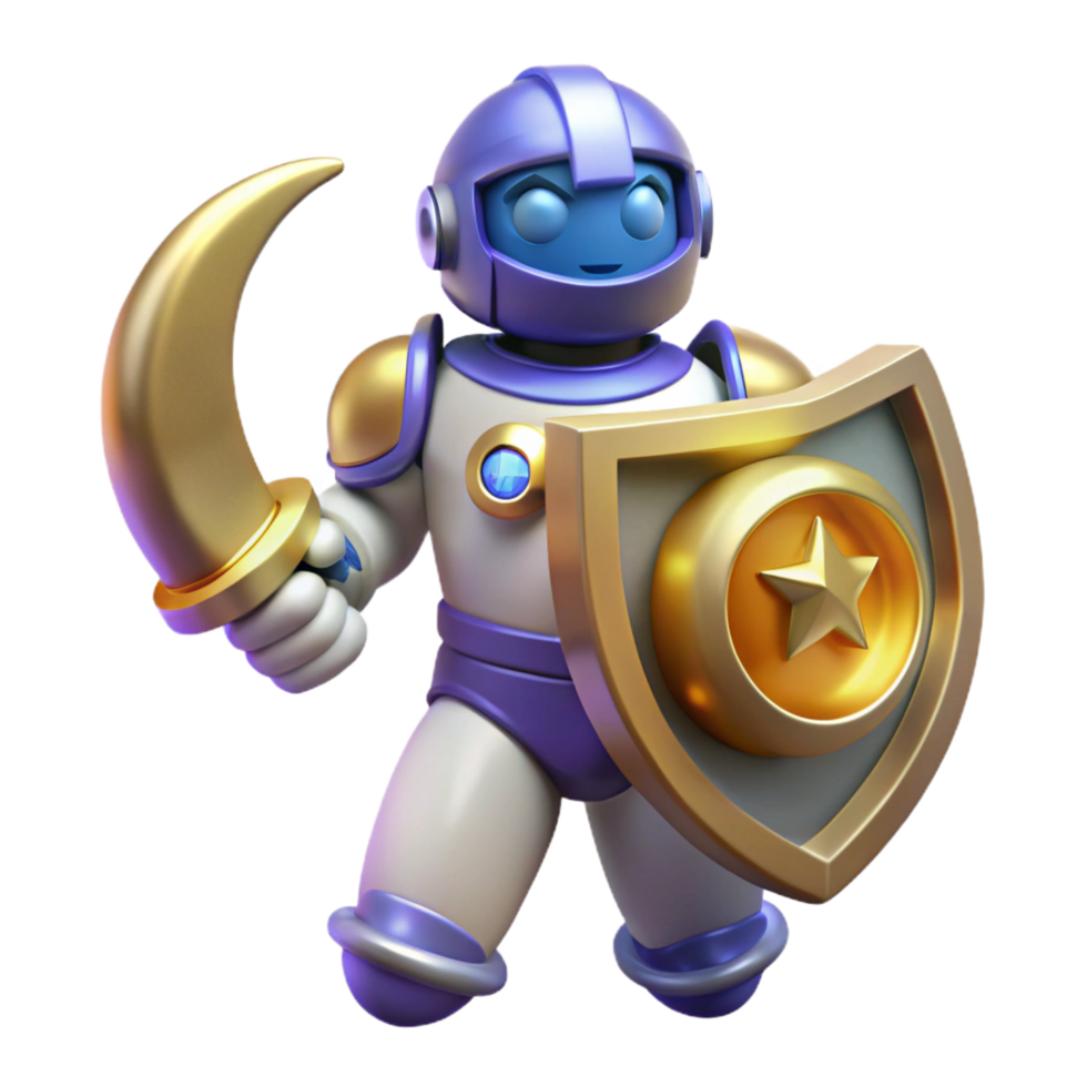 3D Render of Cute Robot Knight png