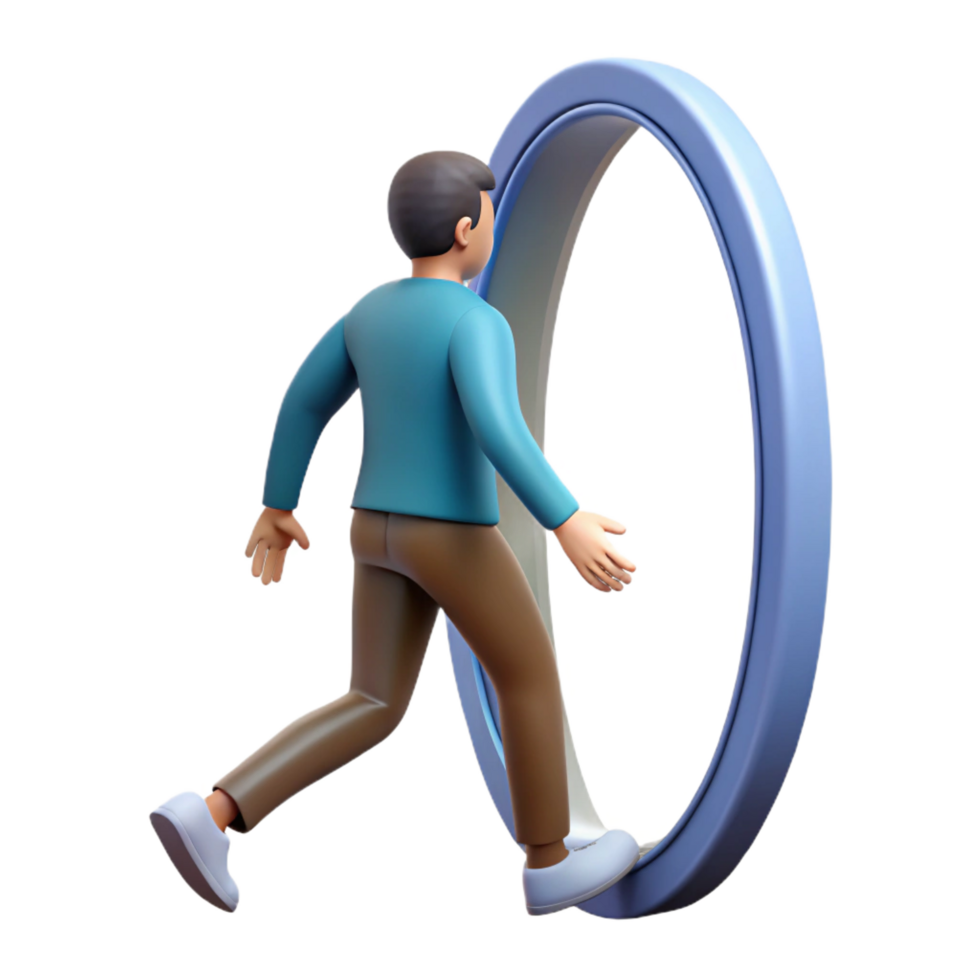 3D Illustration Stepping into Portal png