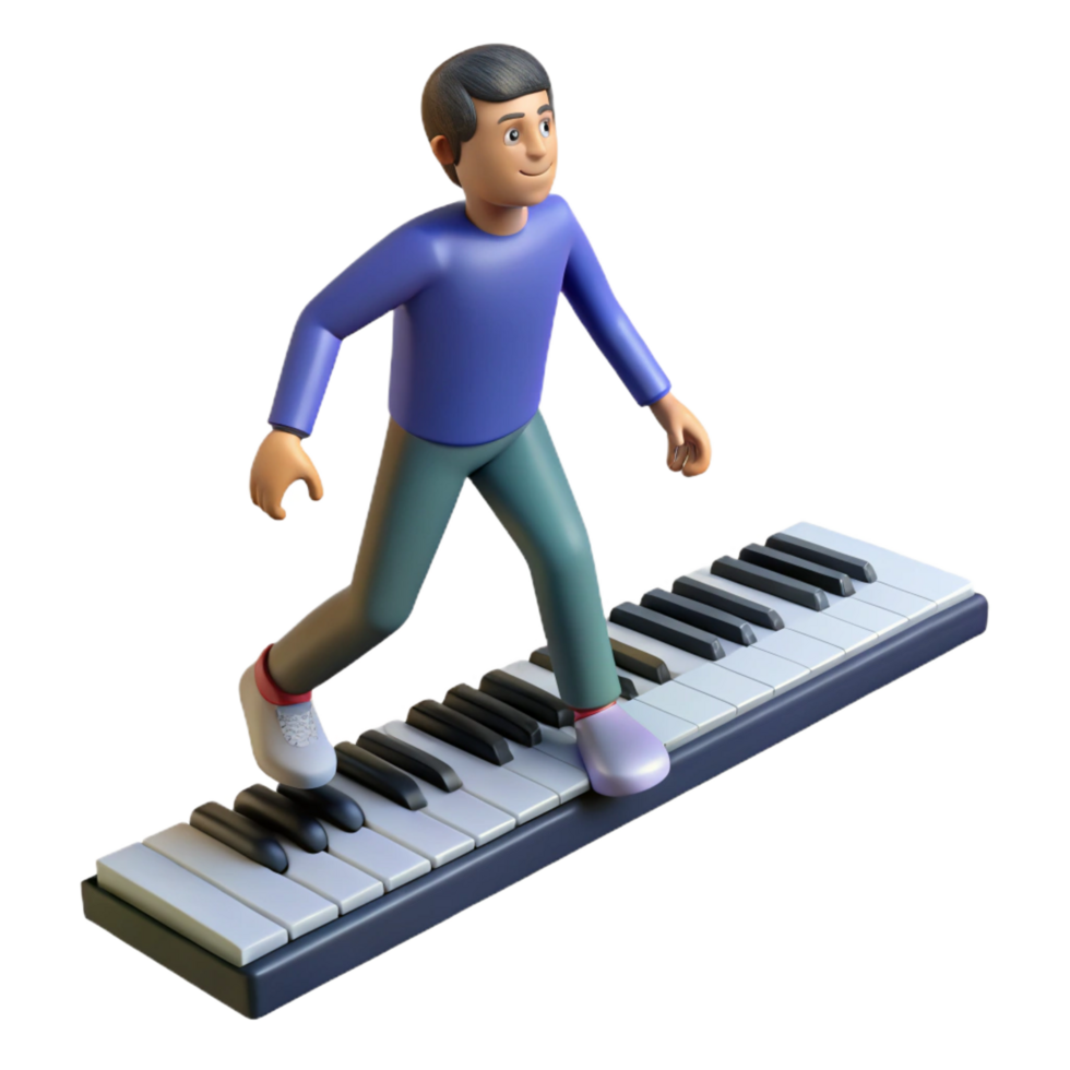 3D Illustration Walking on Keyboard Keys png