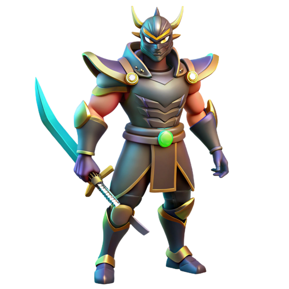 Stylized 3D Warrior Render png