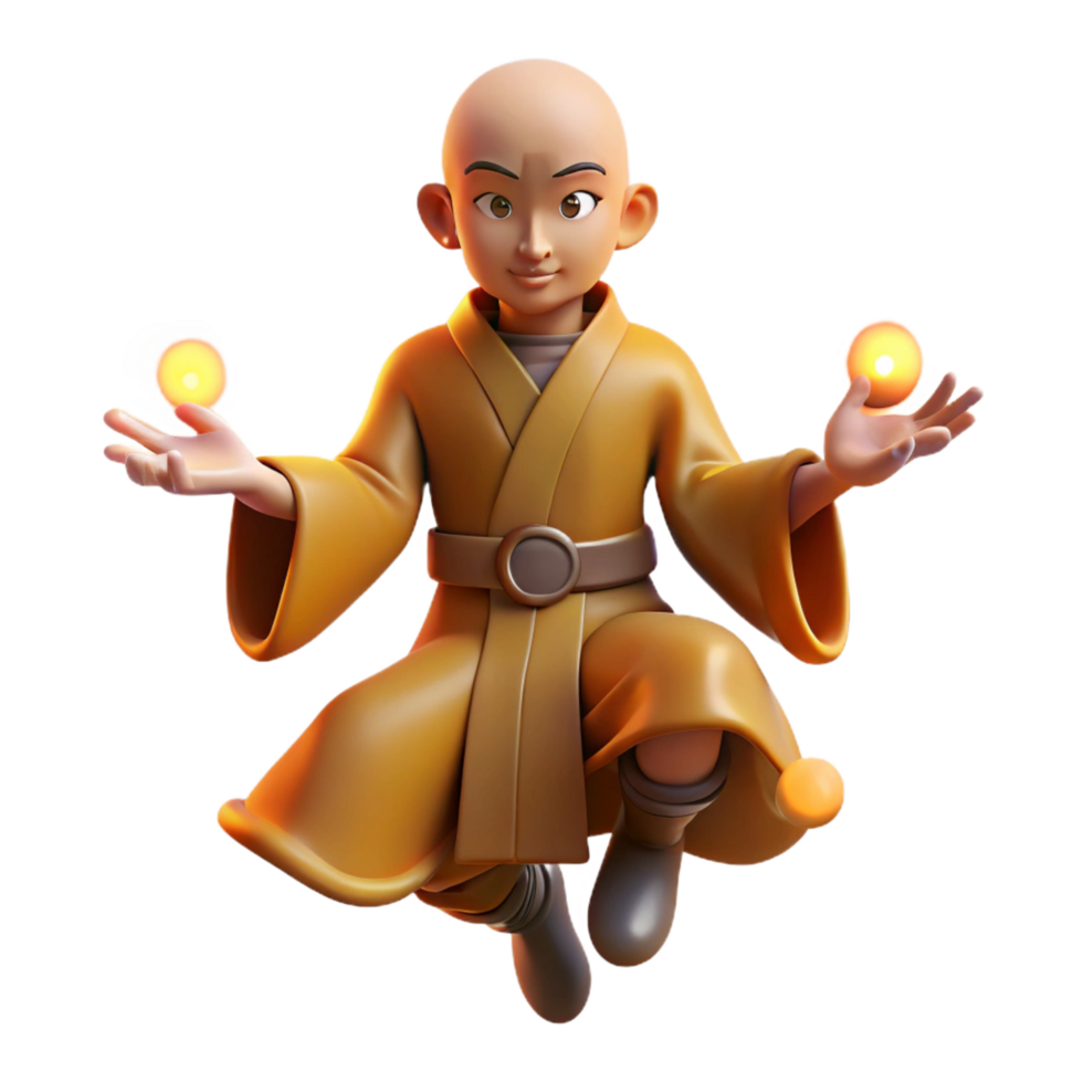 3D Monk Cartoon Rendering png