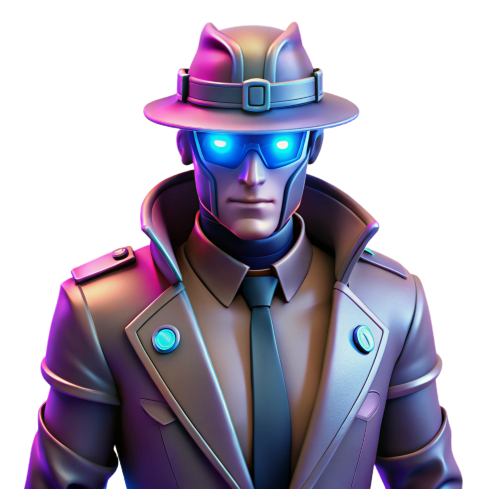 3D Render Detective Futuristic Glowing png