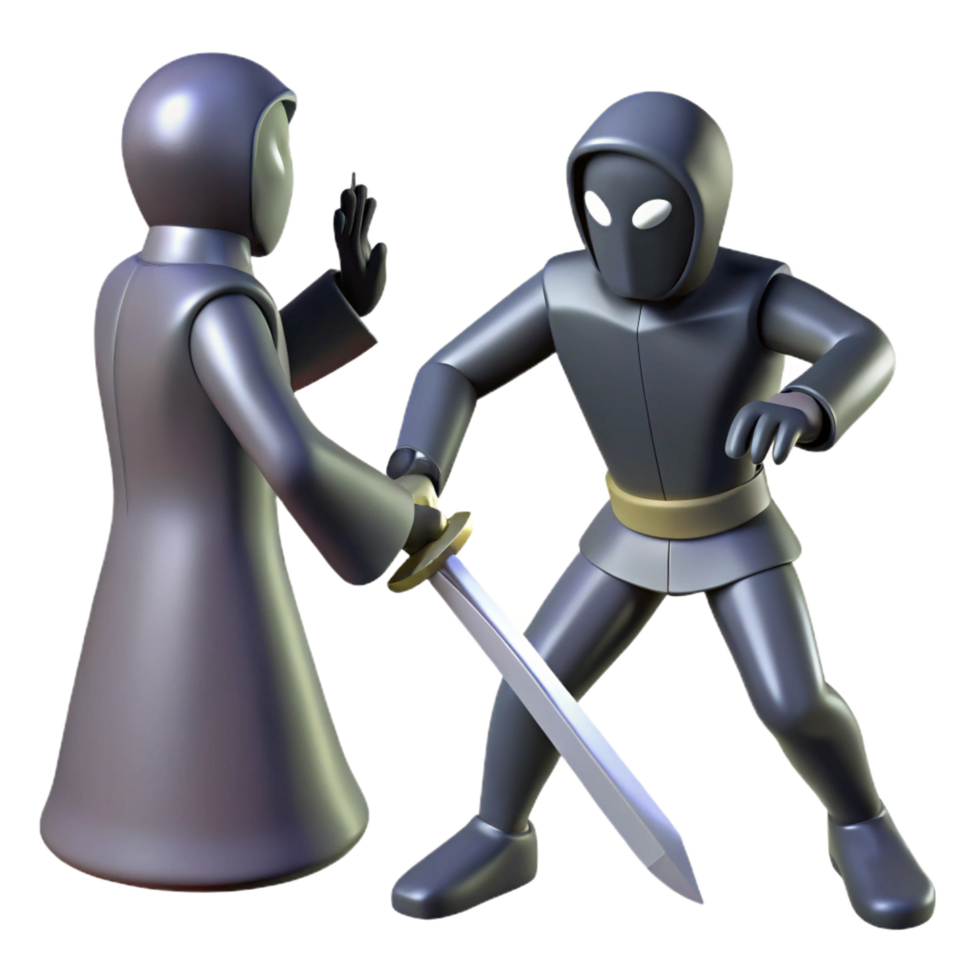 3D Render Dueling Figures png
