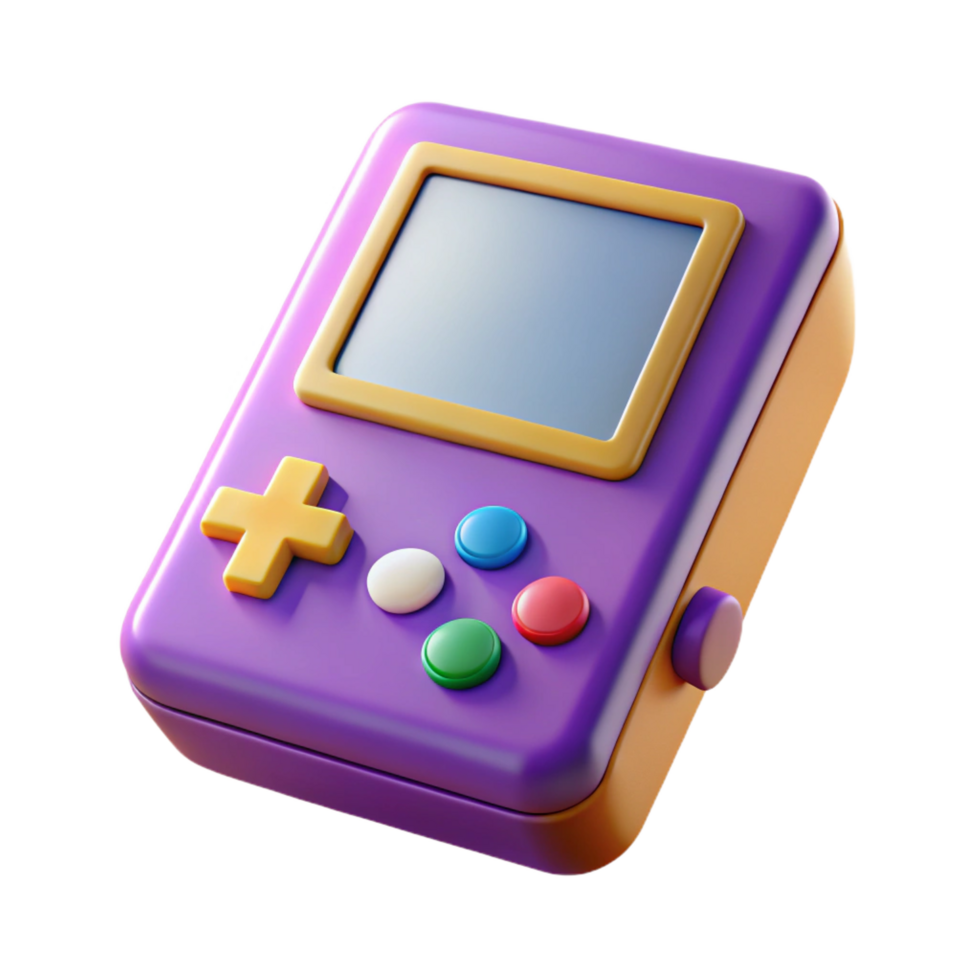 3D Render Purple Retro Handheld Game Console png