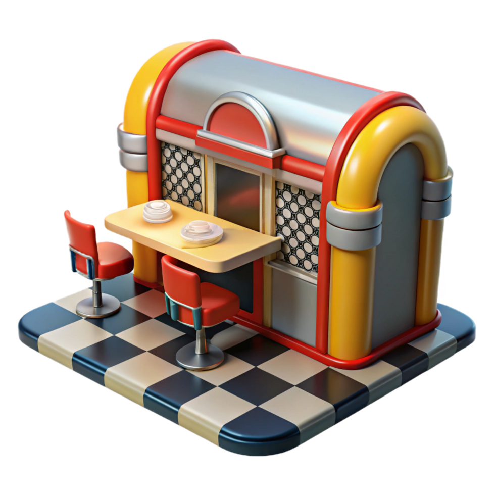 Retro Diner Jukebox 3D Illustration png