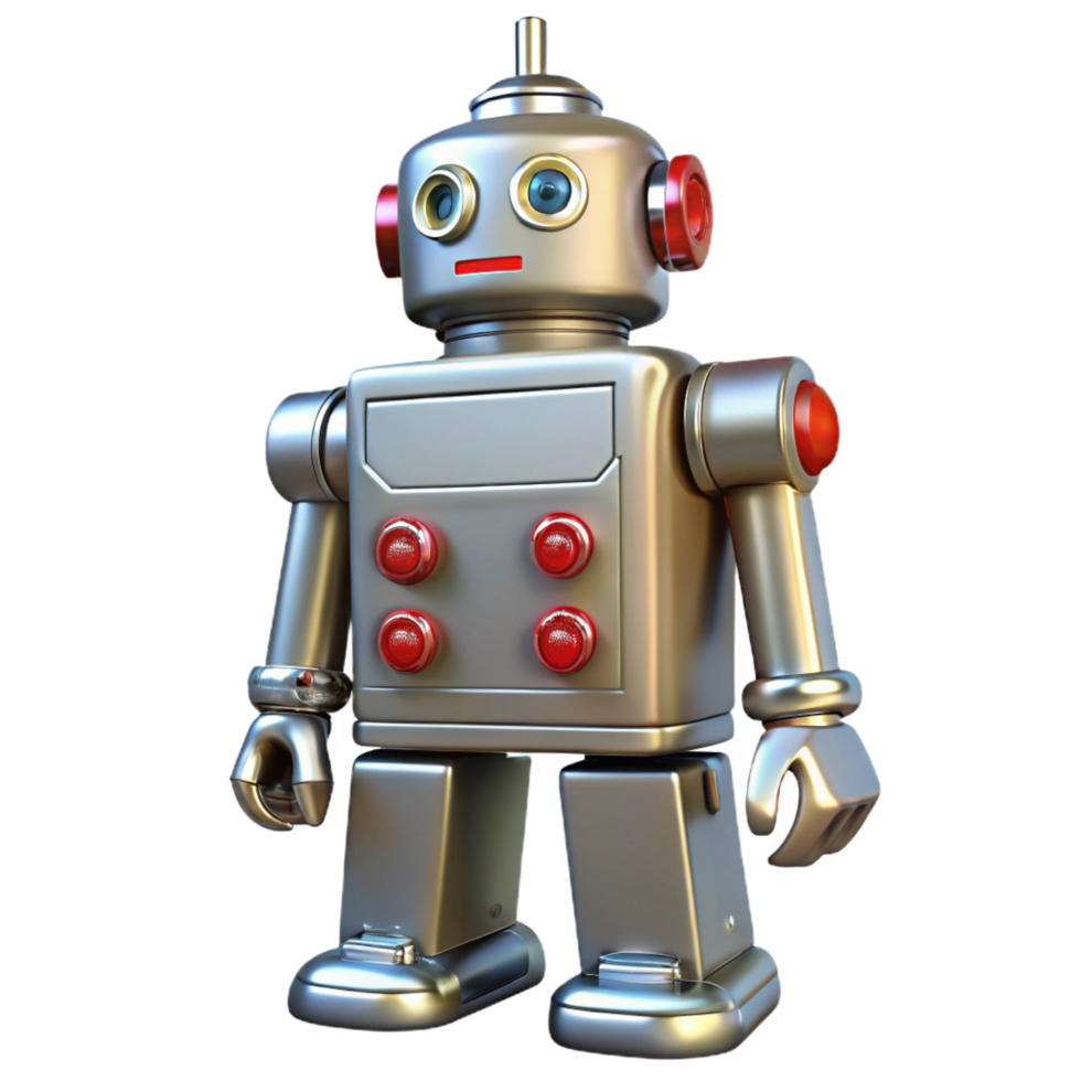 Retro Robot 3D Render png