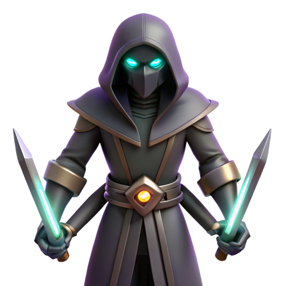 3D Render Dark Mage with Swords png
