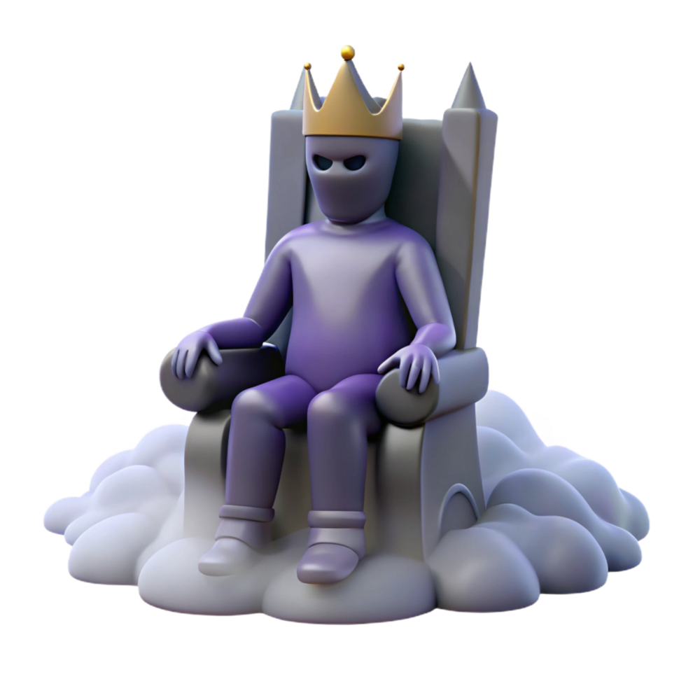 3D Render King on Cloud Throne png