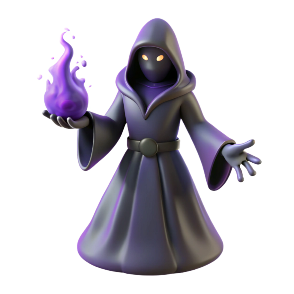 3D Render Dark Magician with Purple Flame png