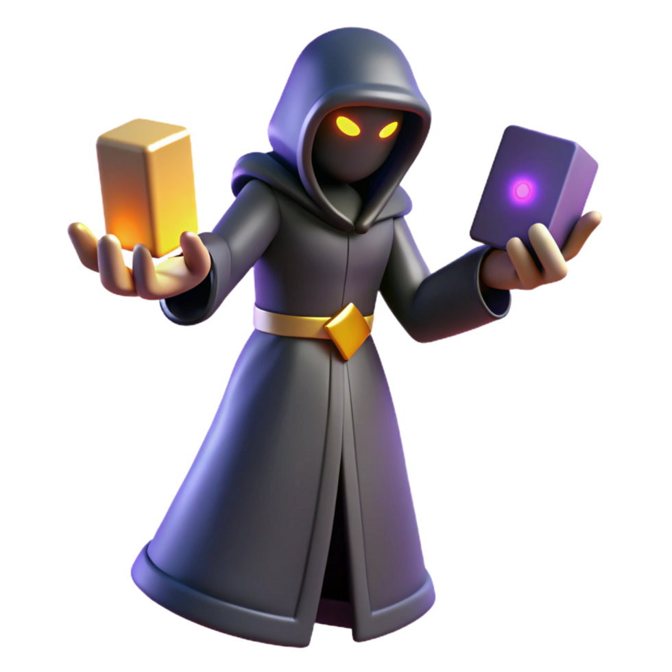 3D Render of a Mysterious Wizard png