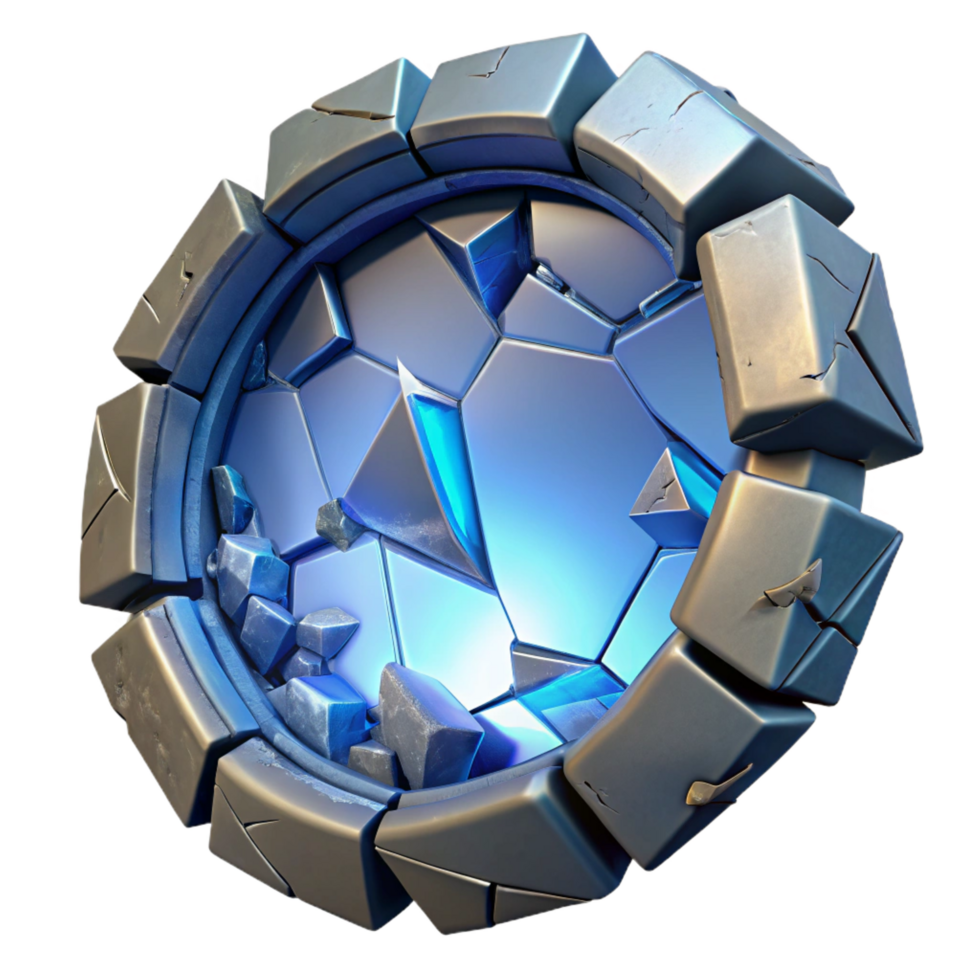 Shattered Crystal Orb 3D Render png