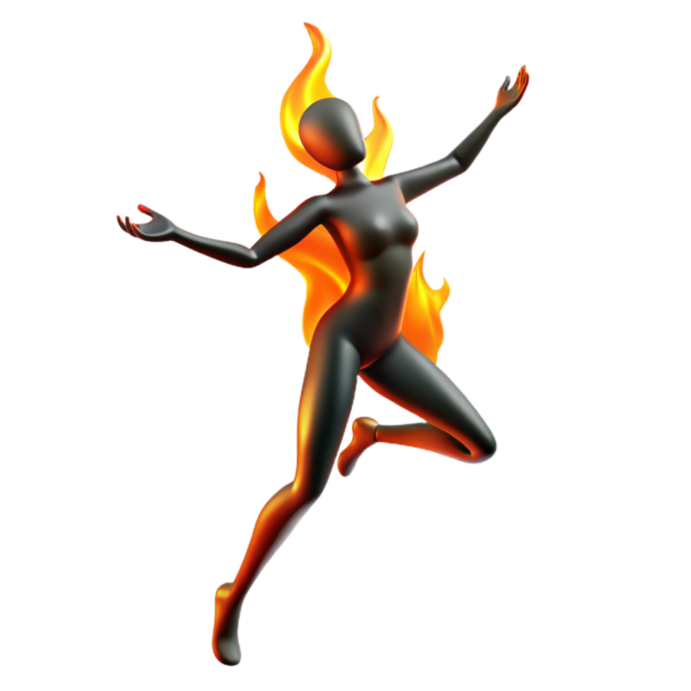Fiery Figure 3D Render png