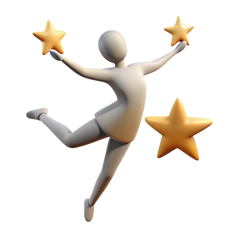 Joyful 3D Figure Celebrating Success png