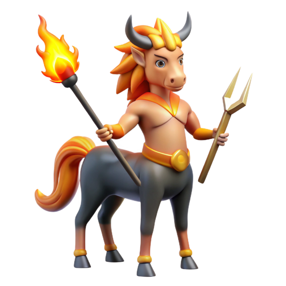 Fiery Centaur 3D Render png
