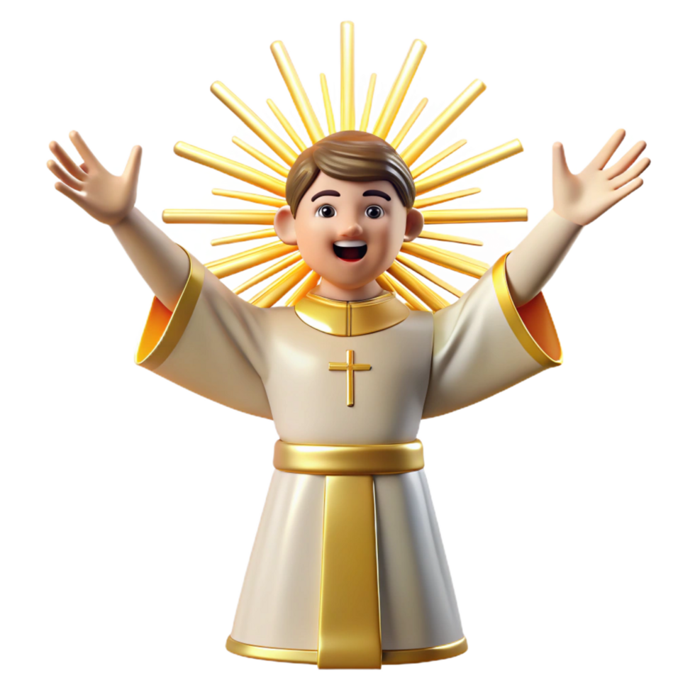 Joyful 3D Boy Religious Illustration png