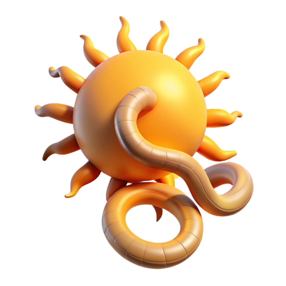 3D Sun Worm Illustration png