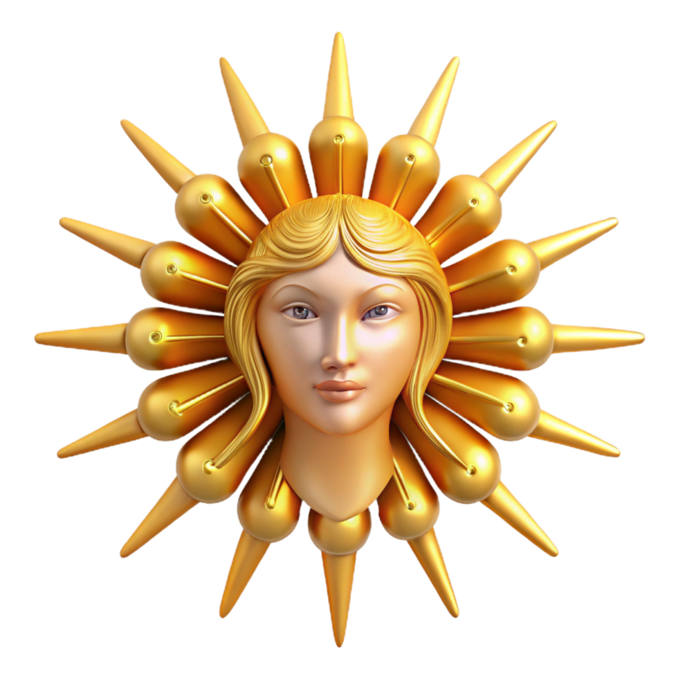 Golden Goddess Sunburst 3D Illustration png