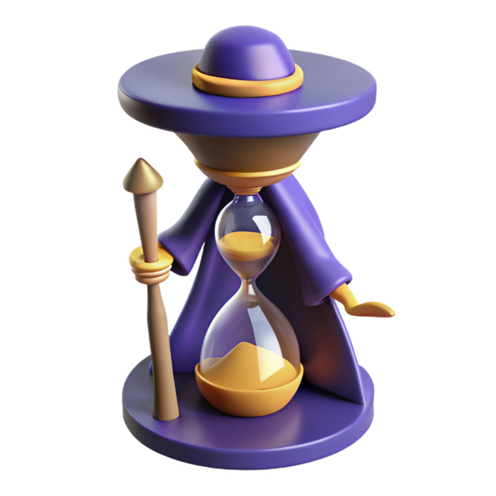3D Render Wizard Hourglass Illustration png
