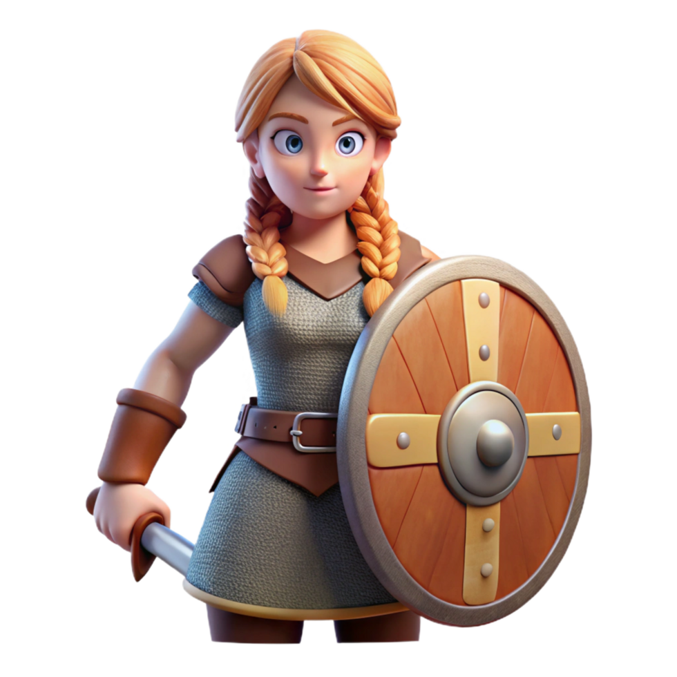 3D Render Female Warrior Illustration png