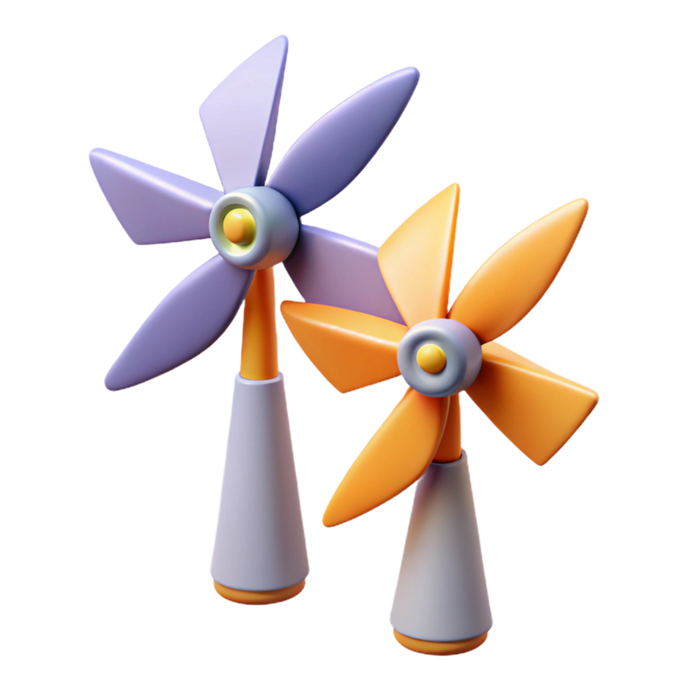 3D Render of Colorful Pinwheels png
