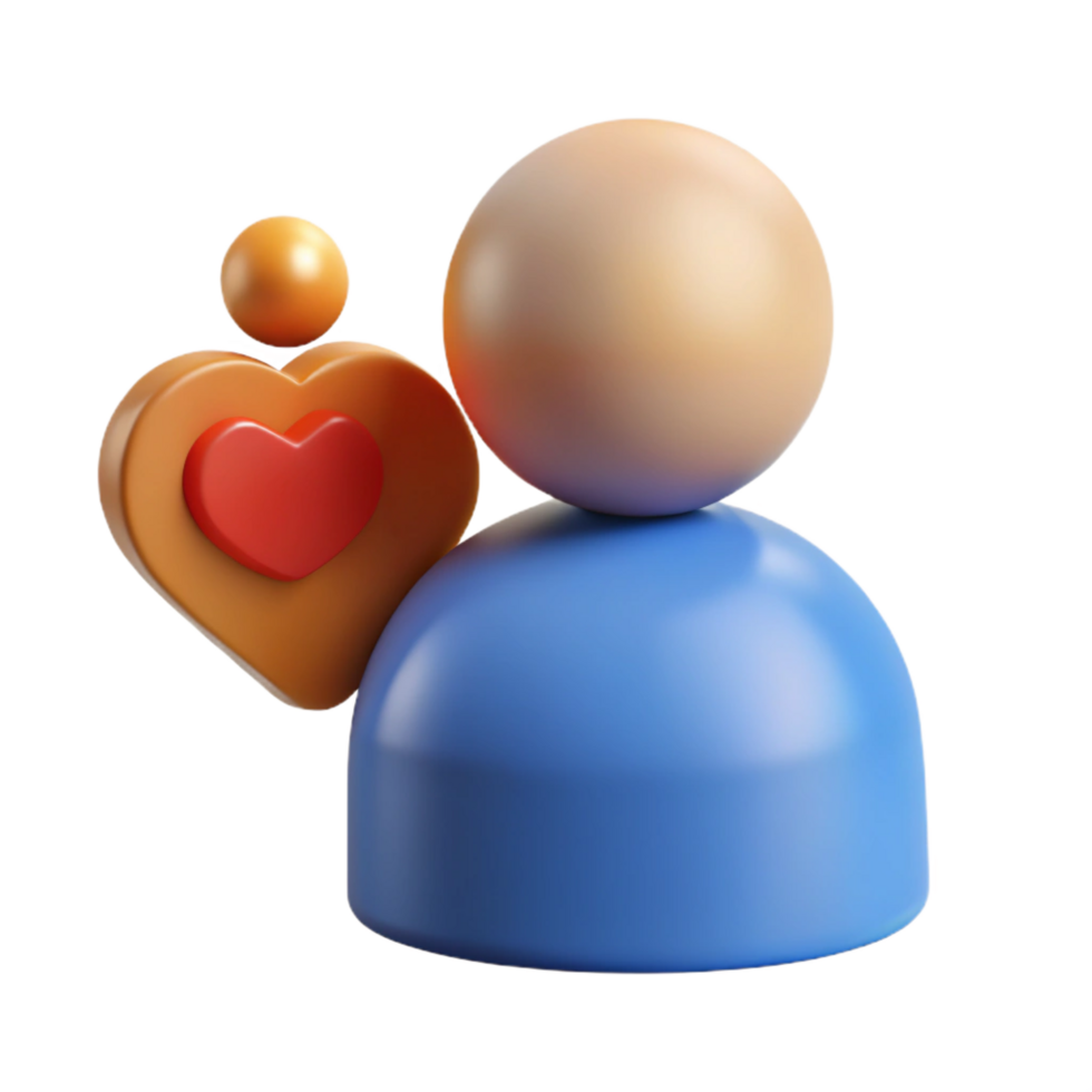 3D Illustration User Icon with Heart png
