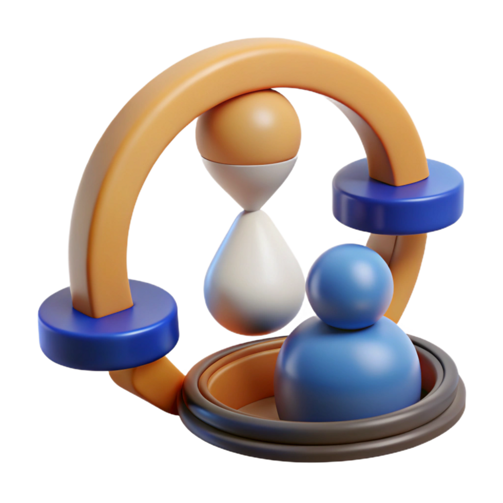 3D Abstract Hourglass and Figure Illustration png
