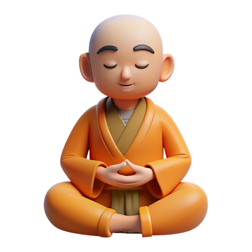 3D Monk in Meditation png
