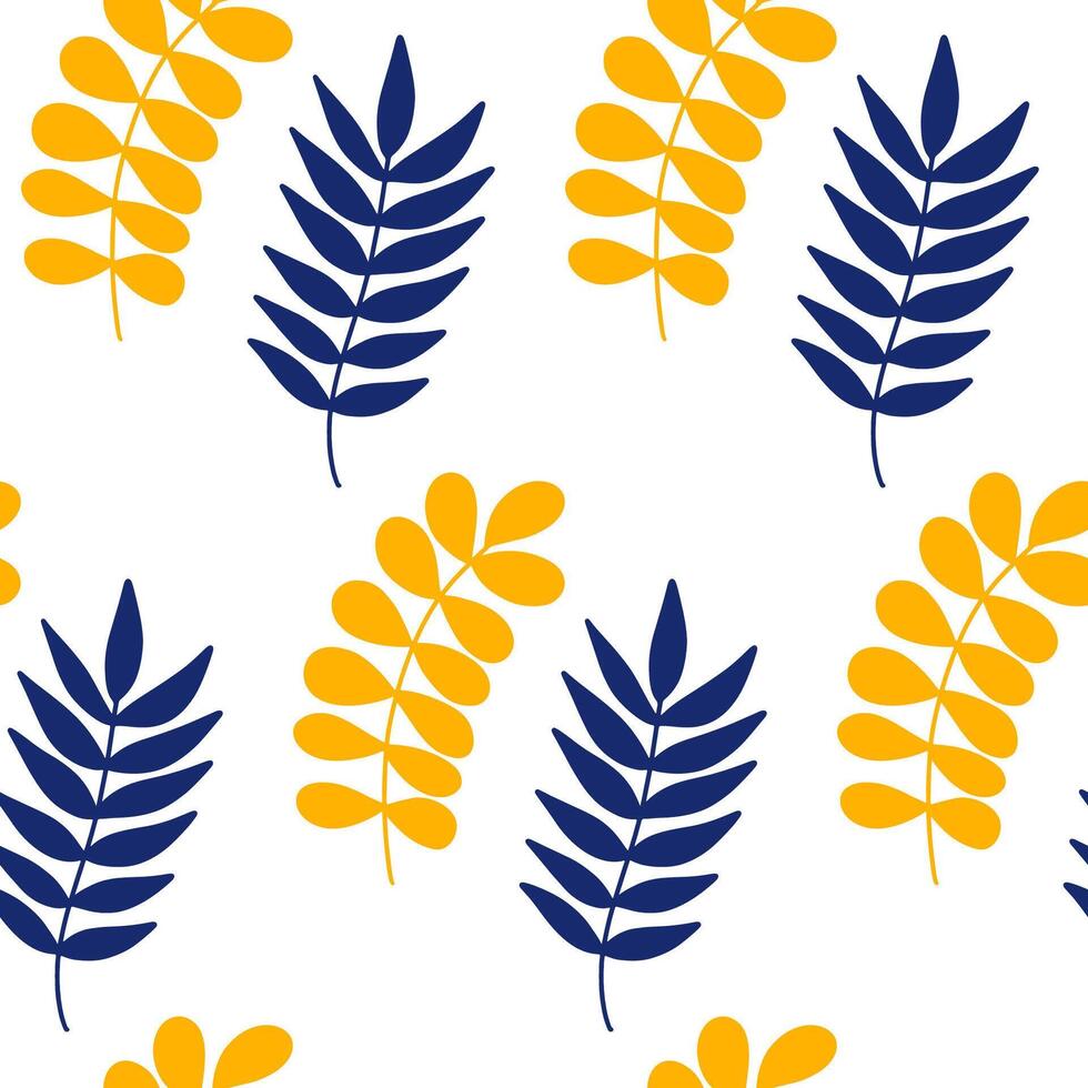 hand drawn summer floral seamless pattern isolated on white background. Decorative doodle leaves. Cartoon tropical background for wedding design, wrapping, textiles, ornate and greeting cards vector